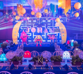 Pacman kids childrens birthday party setup styling by Khim Cruz