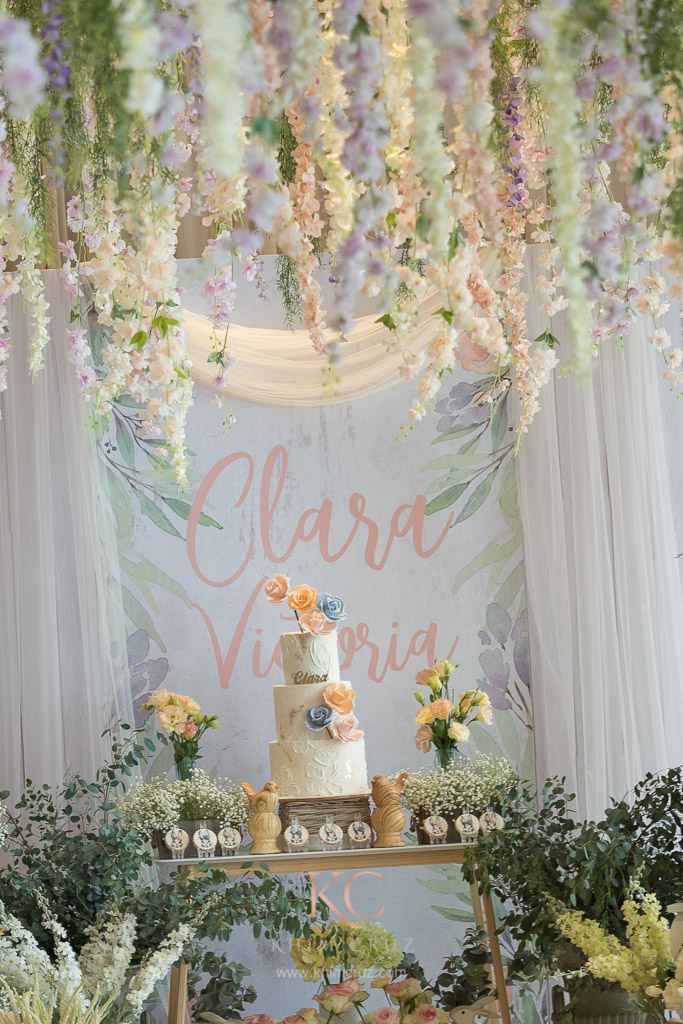 dainty French garden setting Christening by Khim Cruz