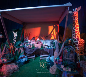 Safari themed birthday dessert table setup styled by Khim Cruz