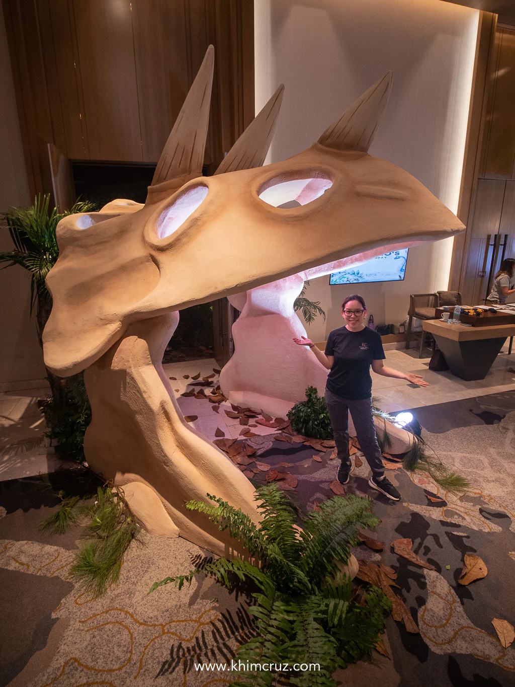 massive Triceratops skull marks the gateway for little explorers to embark on this dinosaur themed birthday party