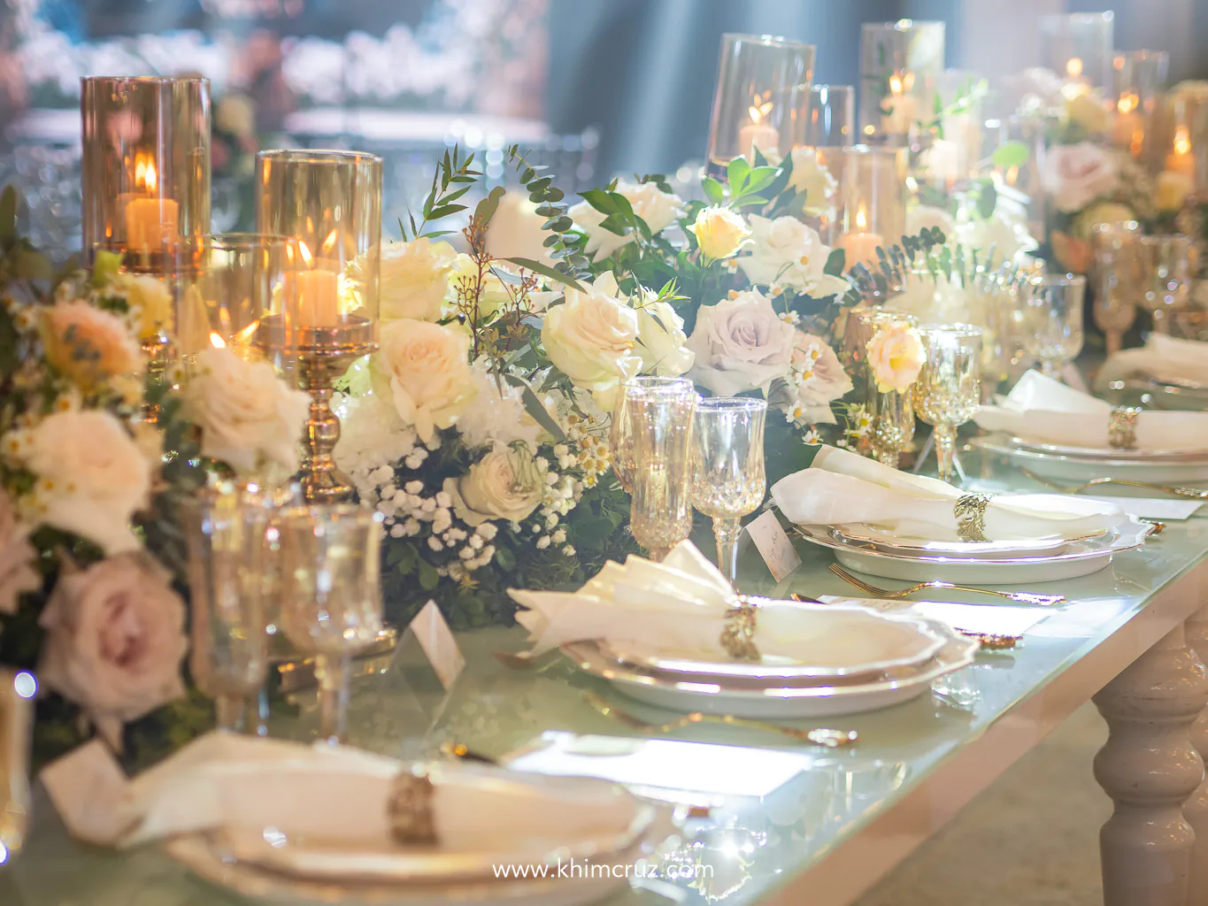 tables adorned with fresh flowers